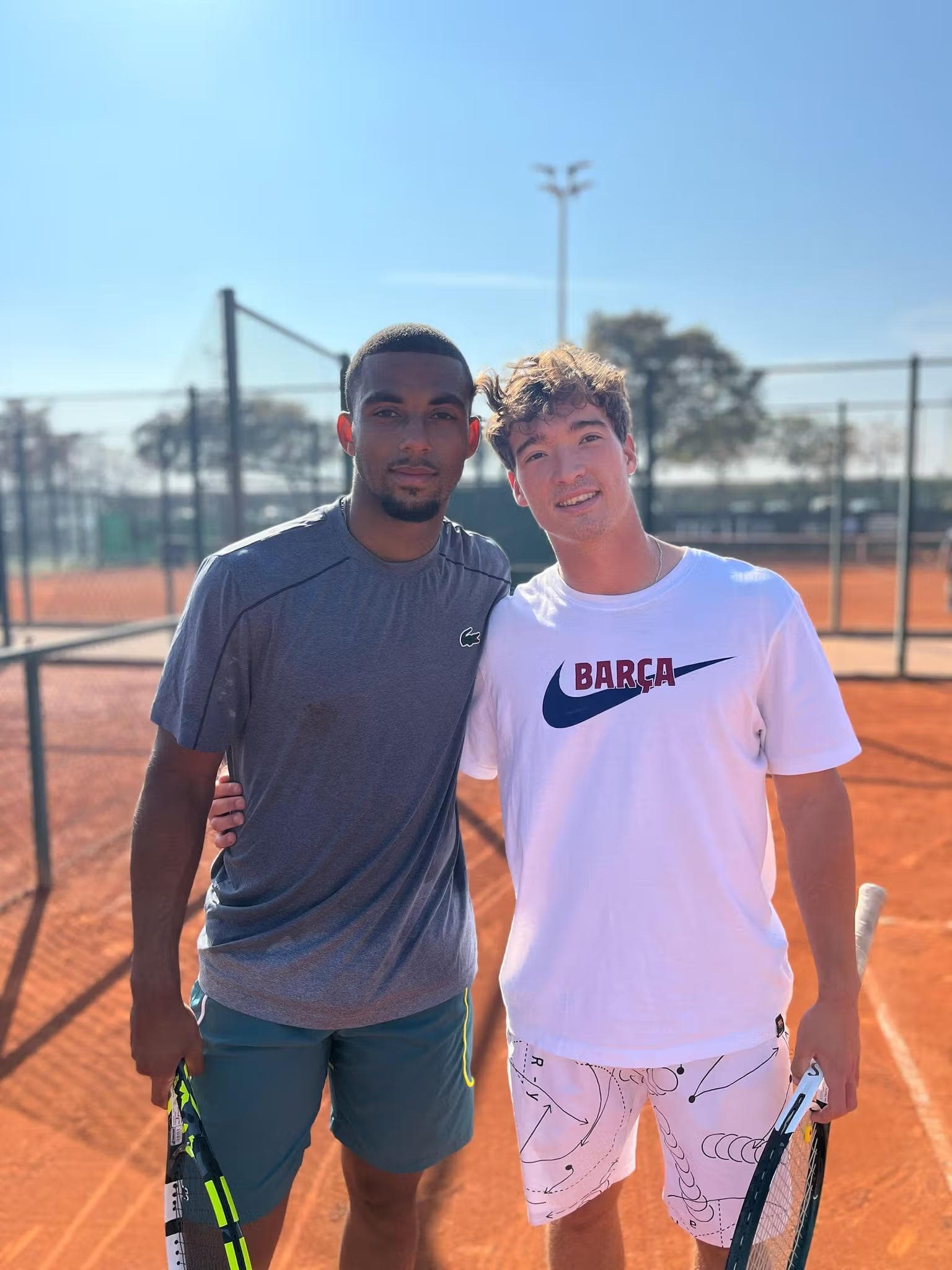 Marc Ros and Arthur Fils in a training session